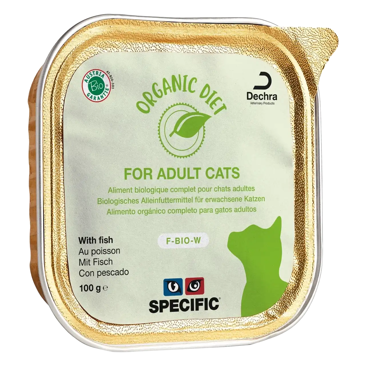 100 Gramm biologisches Futter mit Fisch von Specific für erwachsene Katzen 