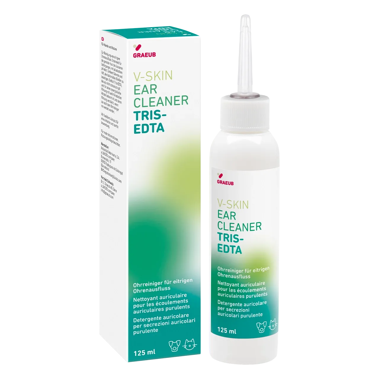 v-skin-ear-cleaner-tris-edta-ohrreiniger 125 Milliliter Ohrreiniger von V-Skin für Hunde und Katzen für eitrigen Ohrenausfluss