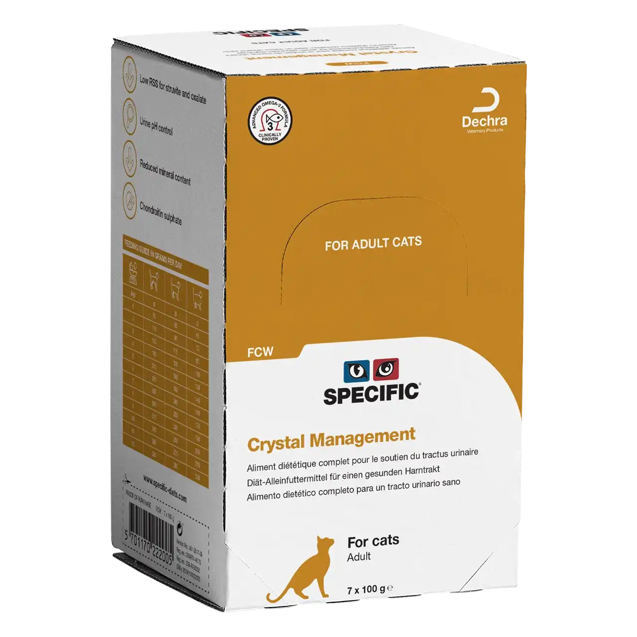 specific-fcw-crystal-management-aliments-pour-chats 100 grammes aliment diététique de Specific pour chats adultes, pour le soutien du tractus urinaire