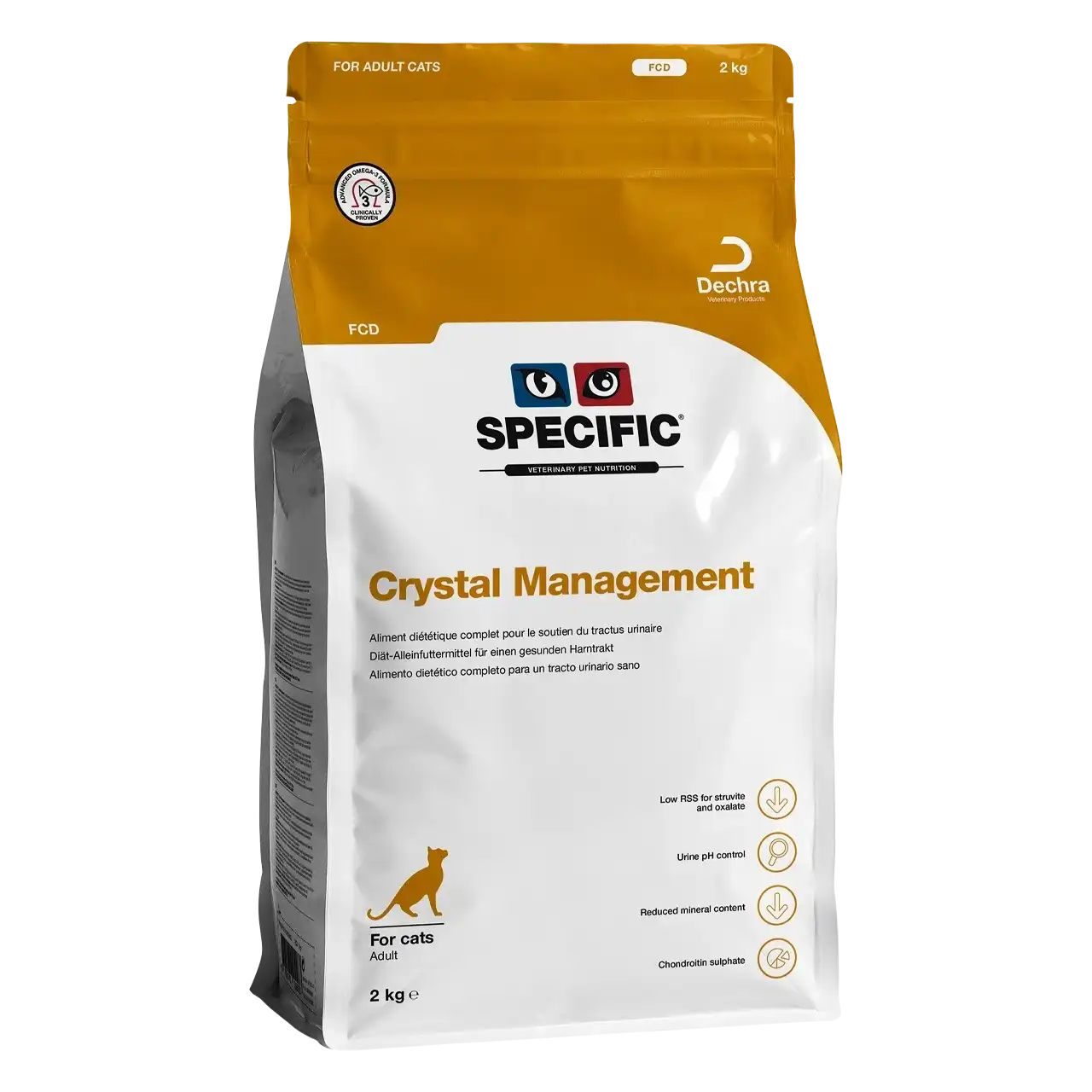 specific-fcd-crystal-management-aliments-pour-chats 2 kilogrammes aliment diététique de Specific pour chats adultes, pour le soutien du tractus urinaire