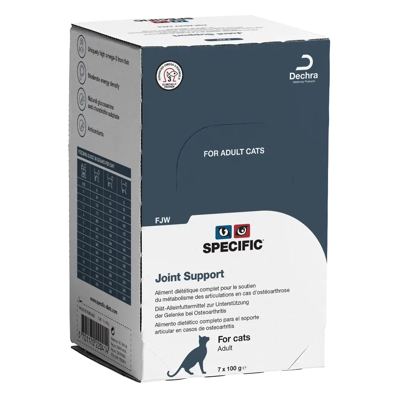 specific-fjw-joint-support-aliments-pour-chats 100 grammes aliment diététique de Specific pour chats adultes, pour le soutien du métabolisme des articulations en cas d’ostéoarthrose
