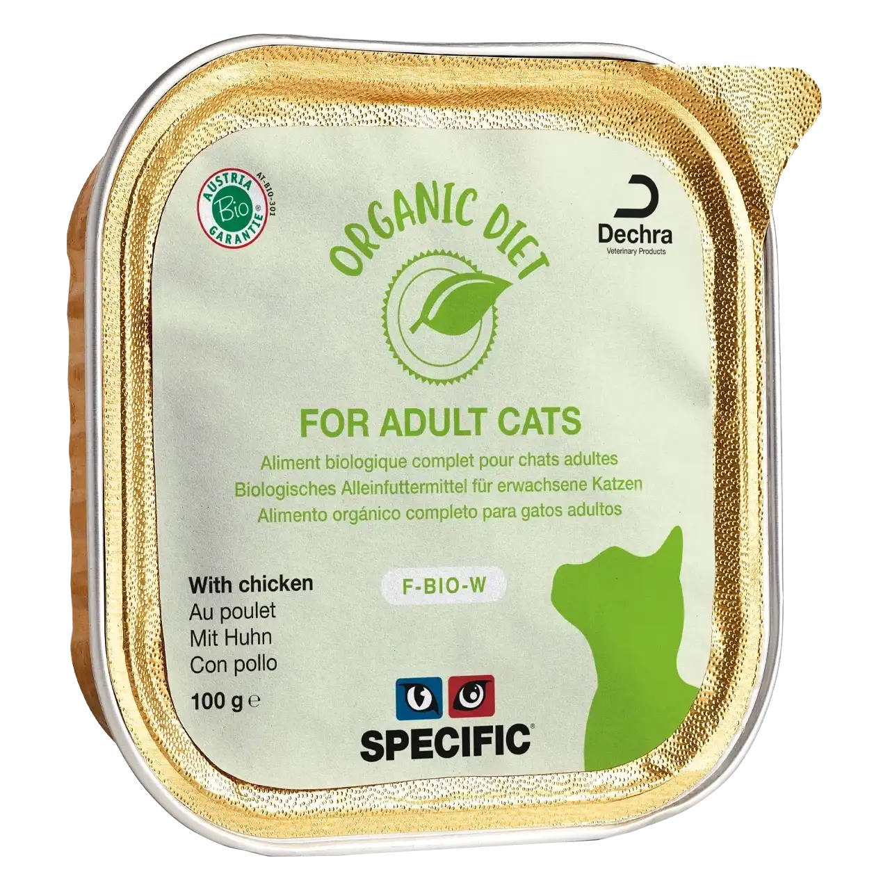100 Gramm biologisches Futter mit Huhn von Specific für erwachsene Katzen 
