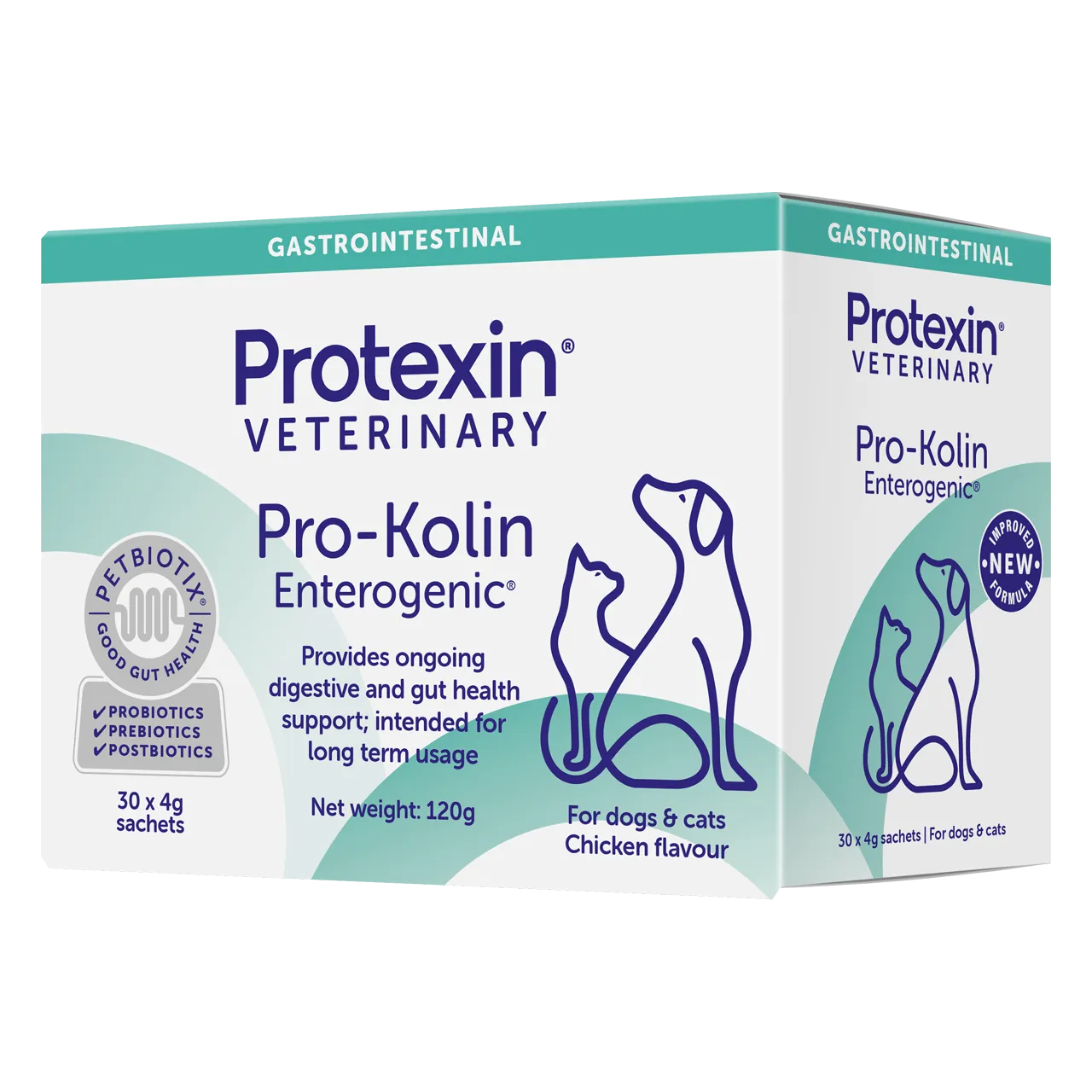 protexin-pro-kolin-enterogenic-aliment-complementaire 120 grammes de complément alimentaire protexin pour chiens et chats, pour soutenir la santé intes-tinale