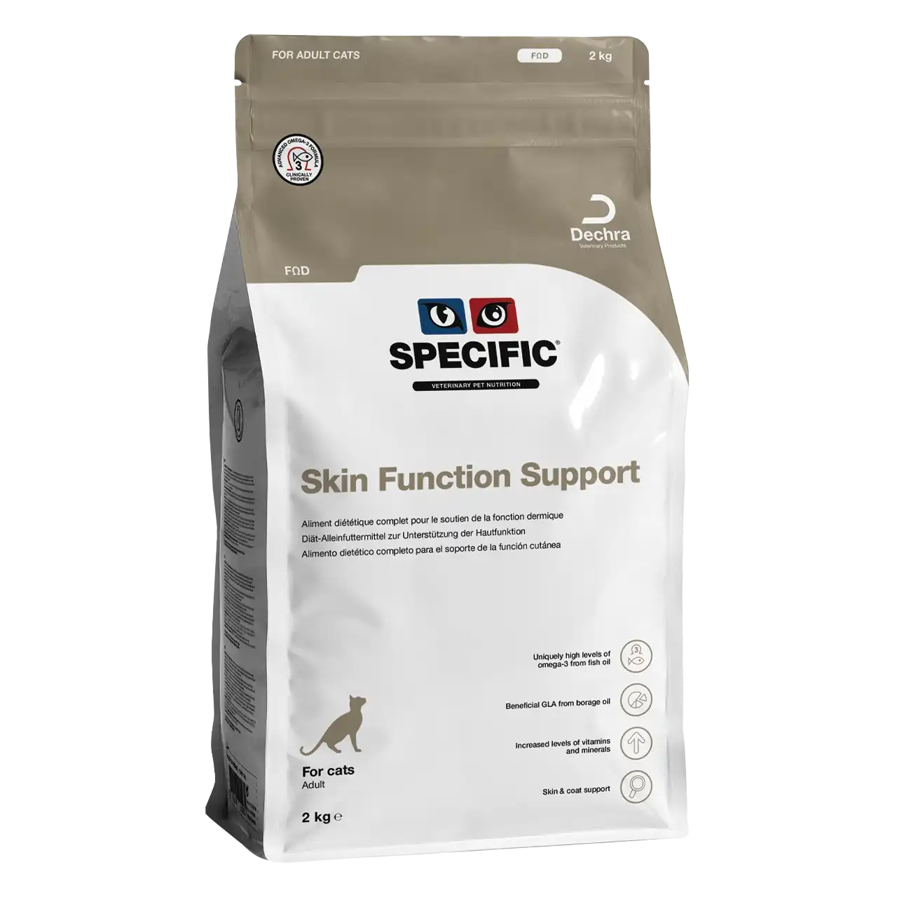 specific-fod-skin-function-support-aliments-pour-chats 2 kilogrammes aliment diététique de Specific pour chats adultes, pour le soutien de la fonction dermique