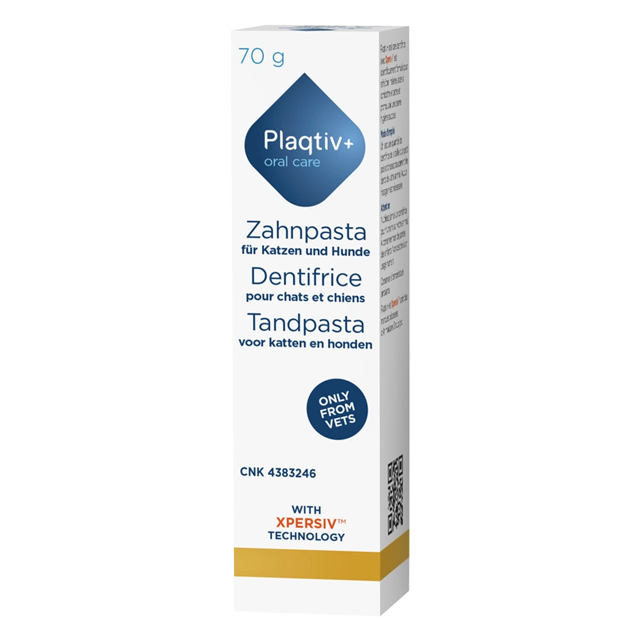 plaqtiv-dentifrice-hygiene-dentaire 70 grammes dentifrice Plaqtiv+ favorisent l’hygiène dentaire chez les chiens et les chats