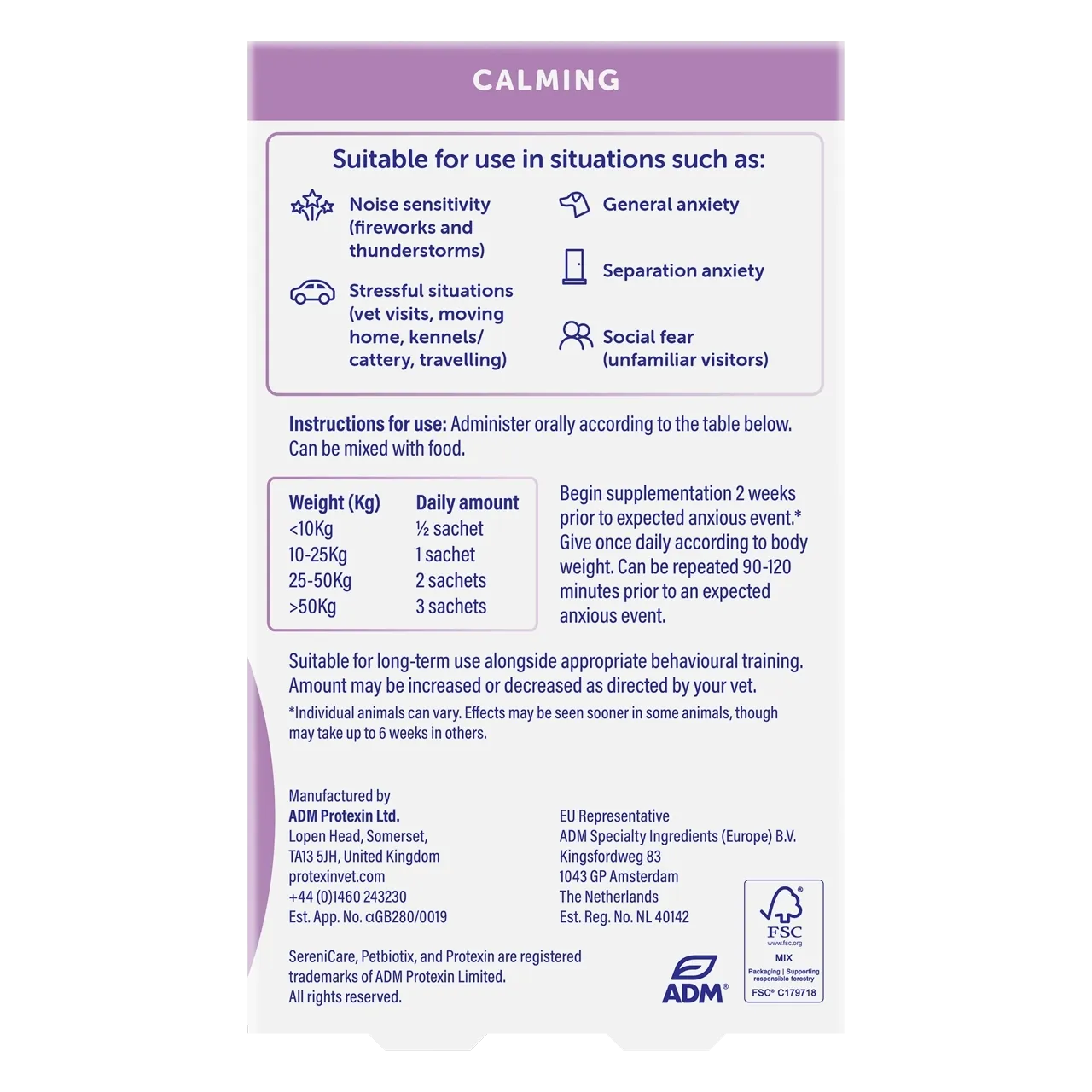 protexin-serenicare-aliment-complementaire 30 grammes de complément alimentaire protexin pour chiens et chats, destiné à réduire le stress et l’anxiété