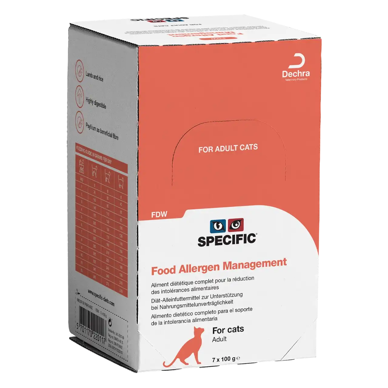 specific-fdw-food-allergen-management-aliments-pour-chats 100 grammes aliment diététique de Specific pour chats adultes, pour la réduction des intolérances alimentaires