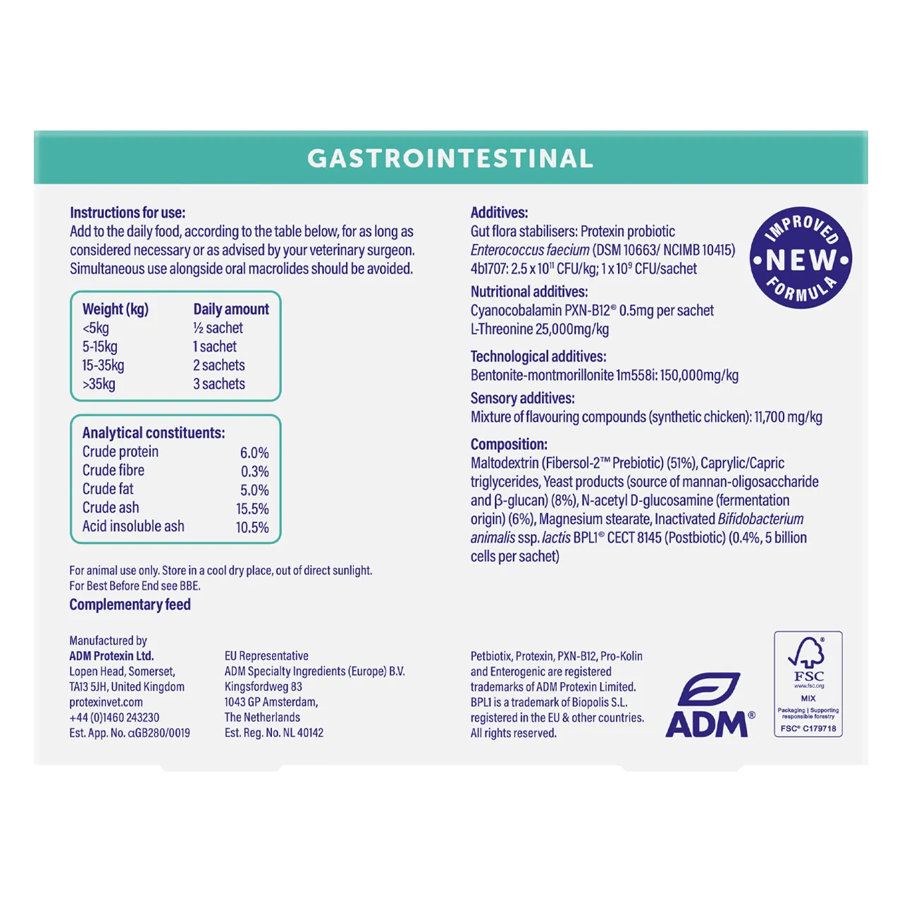 protexin-pro-kolin-enterogenic-aliment-complementaire 120 grammes de complément alimentaire protexin pour chiens et chats, pour soutenir la santé intes-tinale