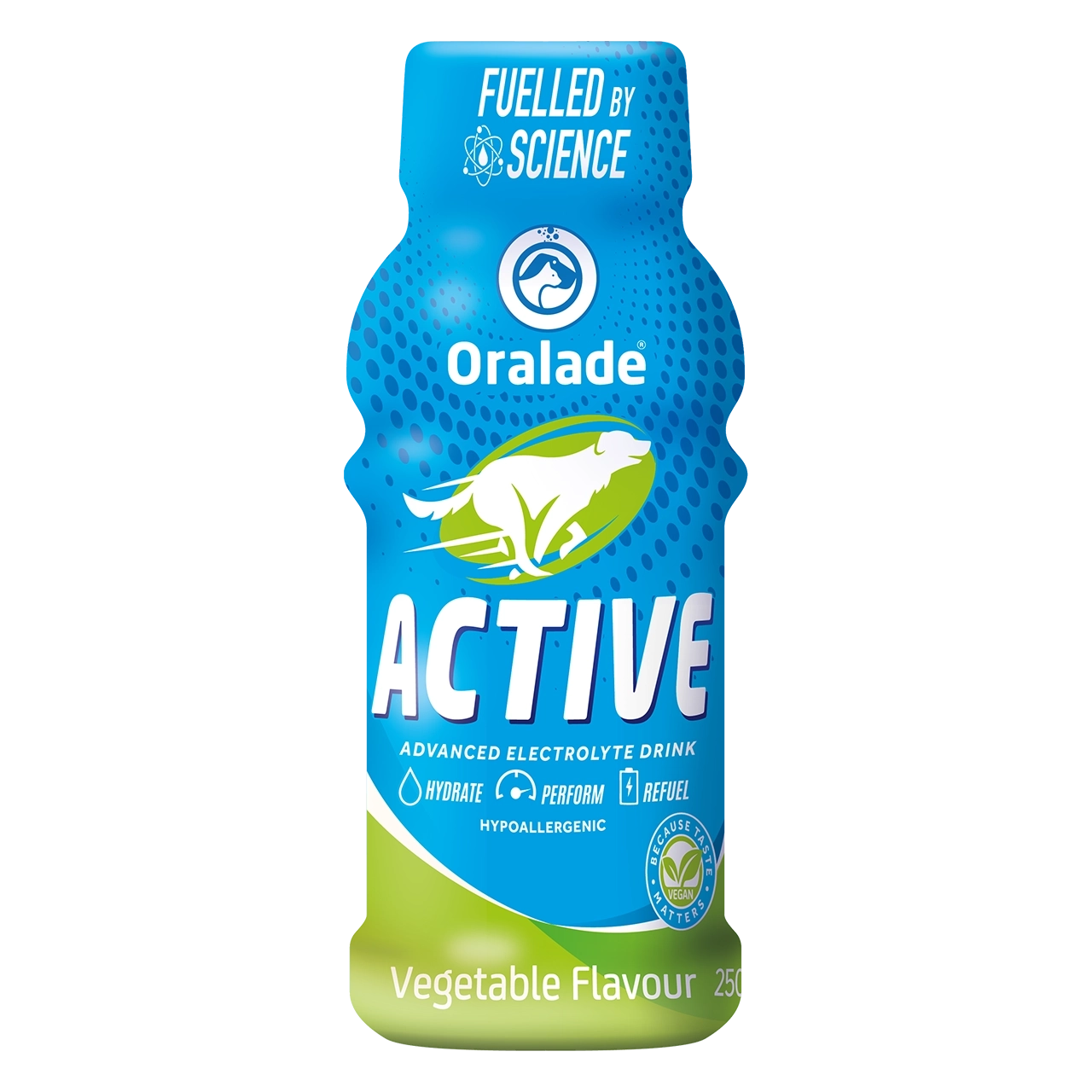 oralade-active-vegetable-isotonisches-getraenk 250 Milliliter isotonisches Getränk von Oralade für Hunde, für die Zufuhr von Flüssigkeit und Elektrolyten