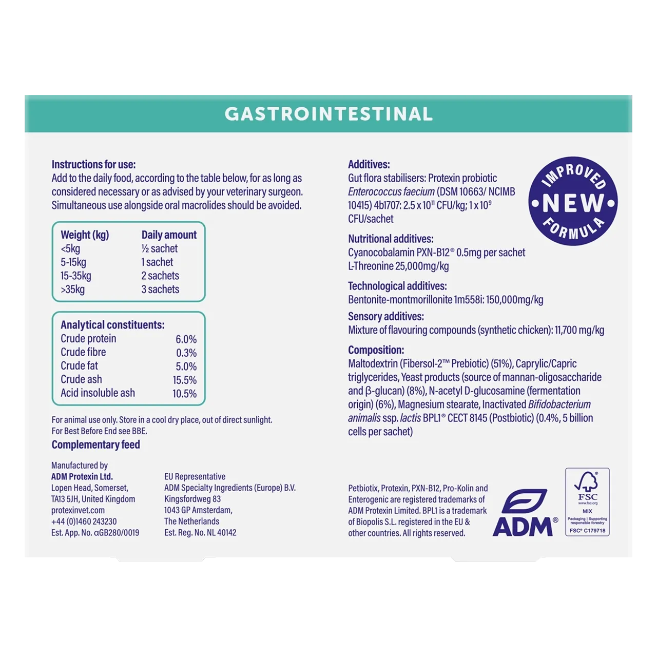 protexin-pro-kolin-enterogenic-aliment-complementaire 240 grammes de complément alimentaire protexin pour chiens et chats, pour soutenir la santé intes-tinale