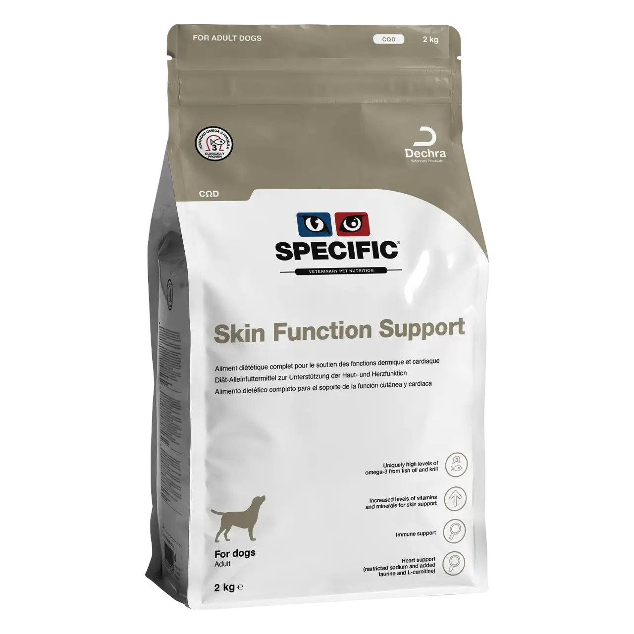 specific-cod-skin-function-support-aliments-pour-chiens 2 kilogrammes aliment diététique de Specific pour chiens adultes, pour le soutien des fonctions dermique et cardiaque