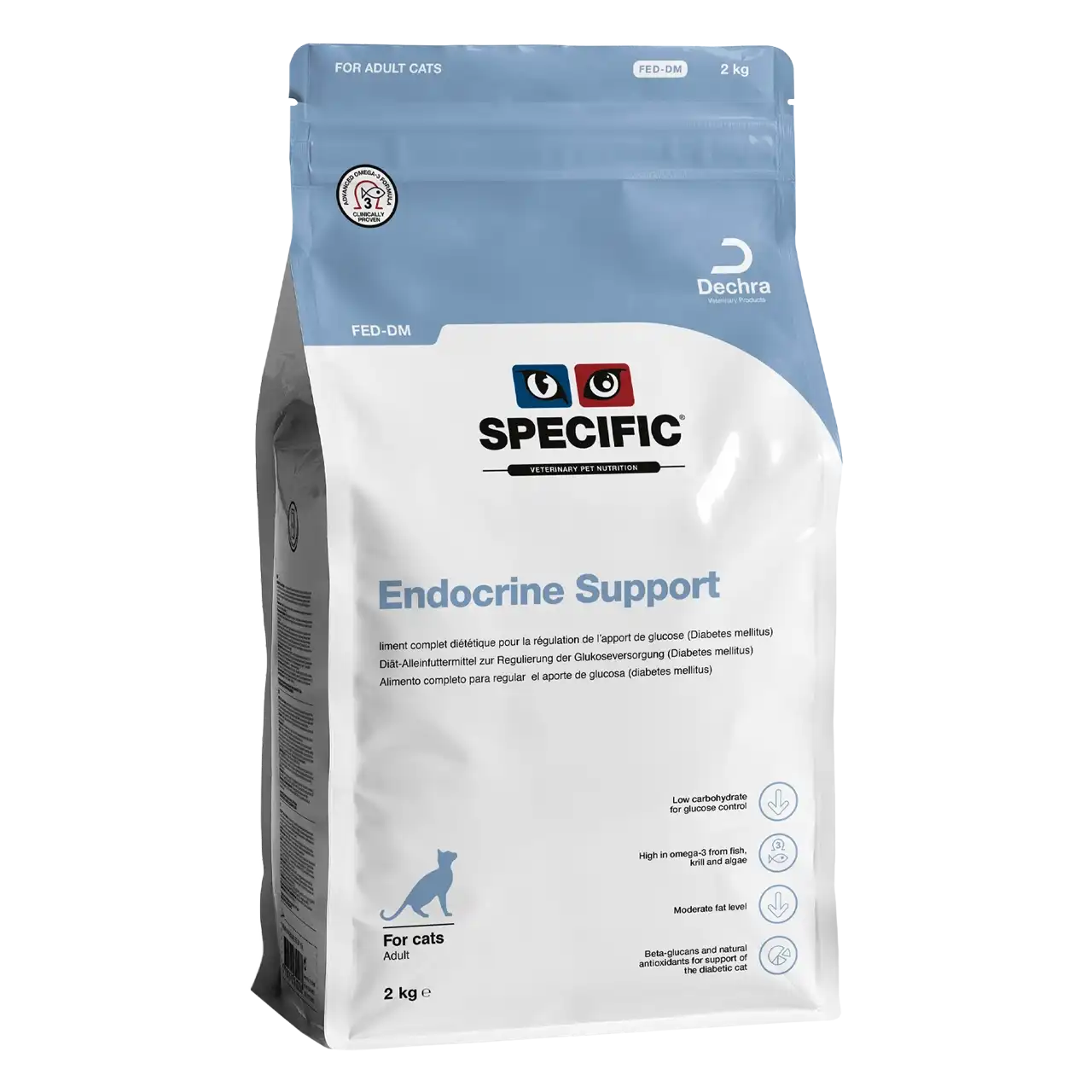 specific-fed-dm-endocrine-support-aliments-pour-chats 2 kilogrammes aliment diététique de Specific pour chats adultes, pour la régulation de l’apport de glucose (Diabetes mellitus)