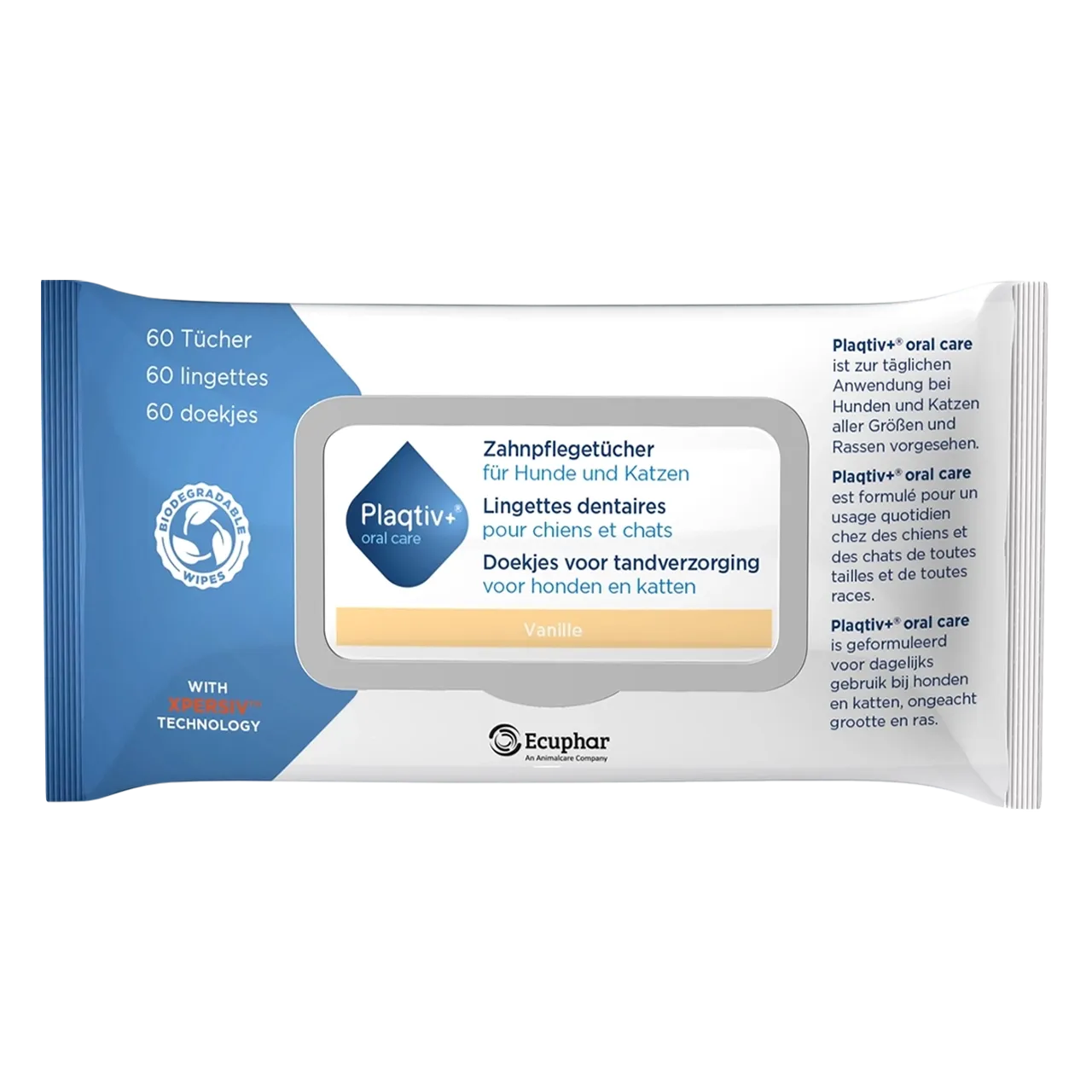 plaqtiv-lingettes-dentaires-hygiene-dentaire 60 lingettes dentaires de Plaqtiv+ favorise l’hygiène dentaire des chiens et des chats de toutes tailles et de toutes races