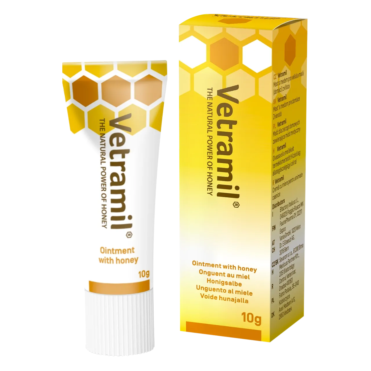 vetramil-ointment-onguent-au-miel 10 grammes de onguent au miel de Vetramil pour chiens, chats et chevaux, pour la peau abîmée