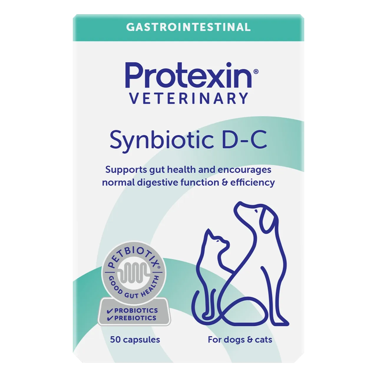 protexin-synbiotic-d-c-aliment-complementaire 50 capsules complément alimentaire de Protexin pour maintenir l’équilibre de la flore intestinale chez les chiens et les chats
