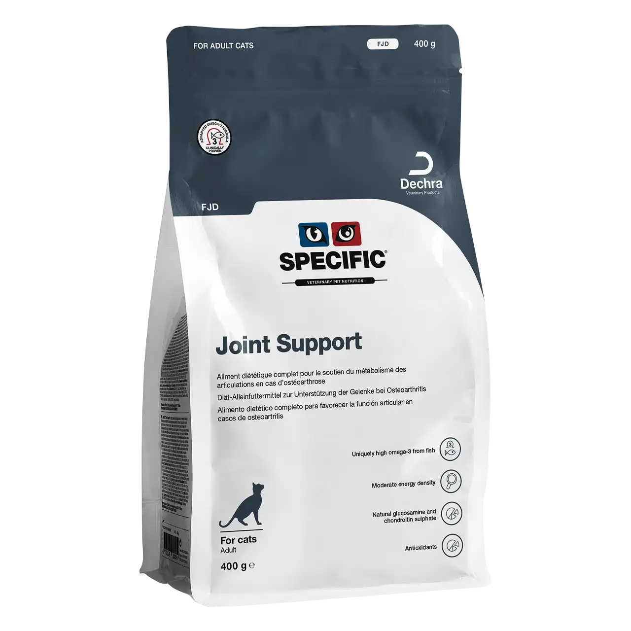 specific-fjd-joint-support-aliments-pour-chats 400 grammes aliment diététique de Specific pour chats adultes, pour le soutien du métabolisme des articulations en cas d’ostéoarthrose