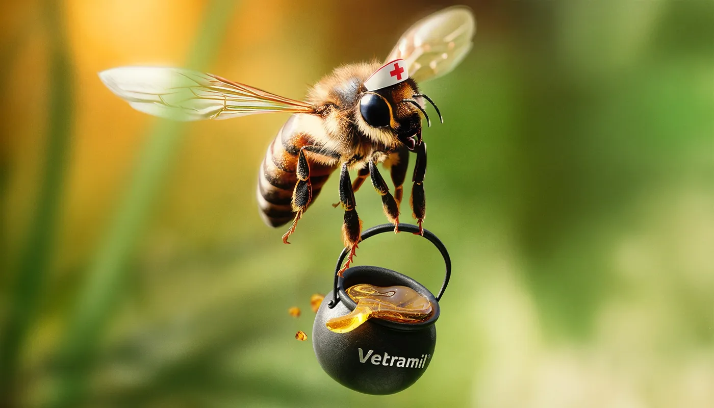 une-abeille-apporte-un-pot-de-miel Une abeille apporte un pot de miel