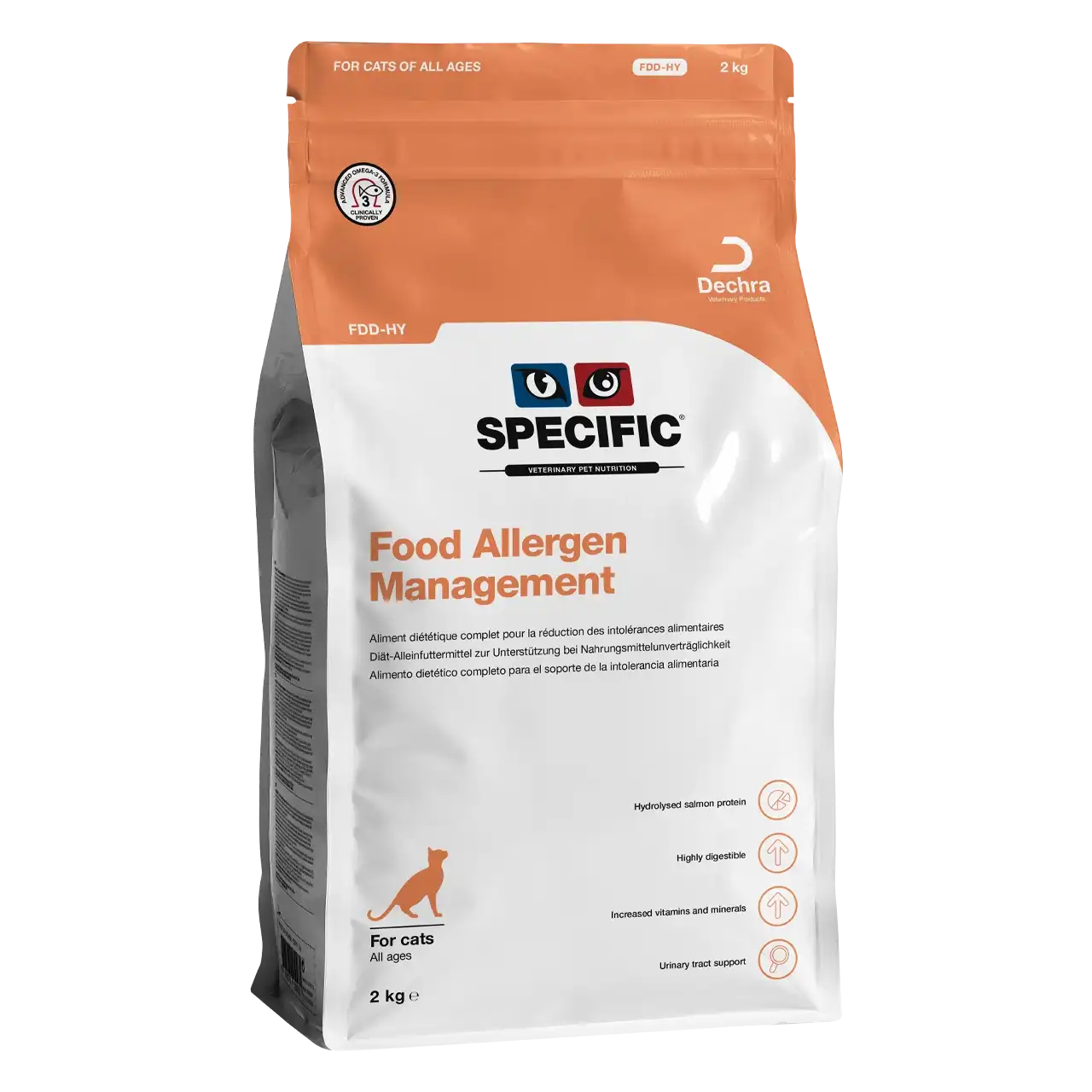 specific-fdd-hy-food-allergen-management-aliments-pour-chats 2 kilogrammes aliment diététique de Specific pour chats, pour la réduction des intolérances alimentaires