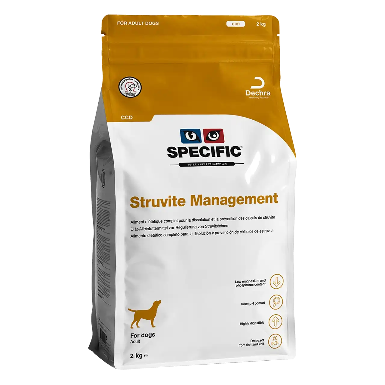 specific-ccd-struvite-management-aliments-pour-chiens 2 kilogrammes aliment diététique de Specific pour chiens adultes, pour la dissolution et la prévention des calculs de struvite