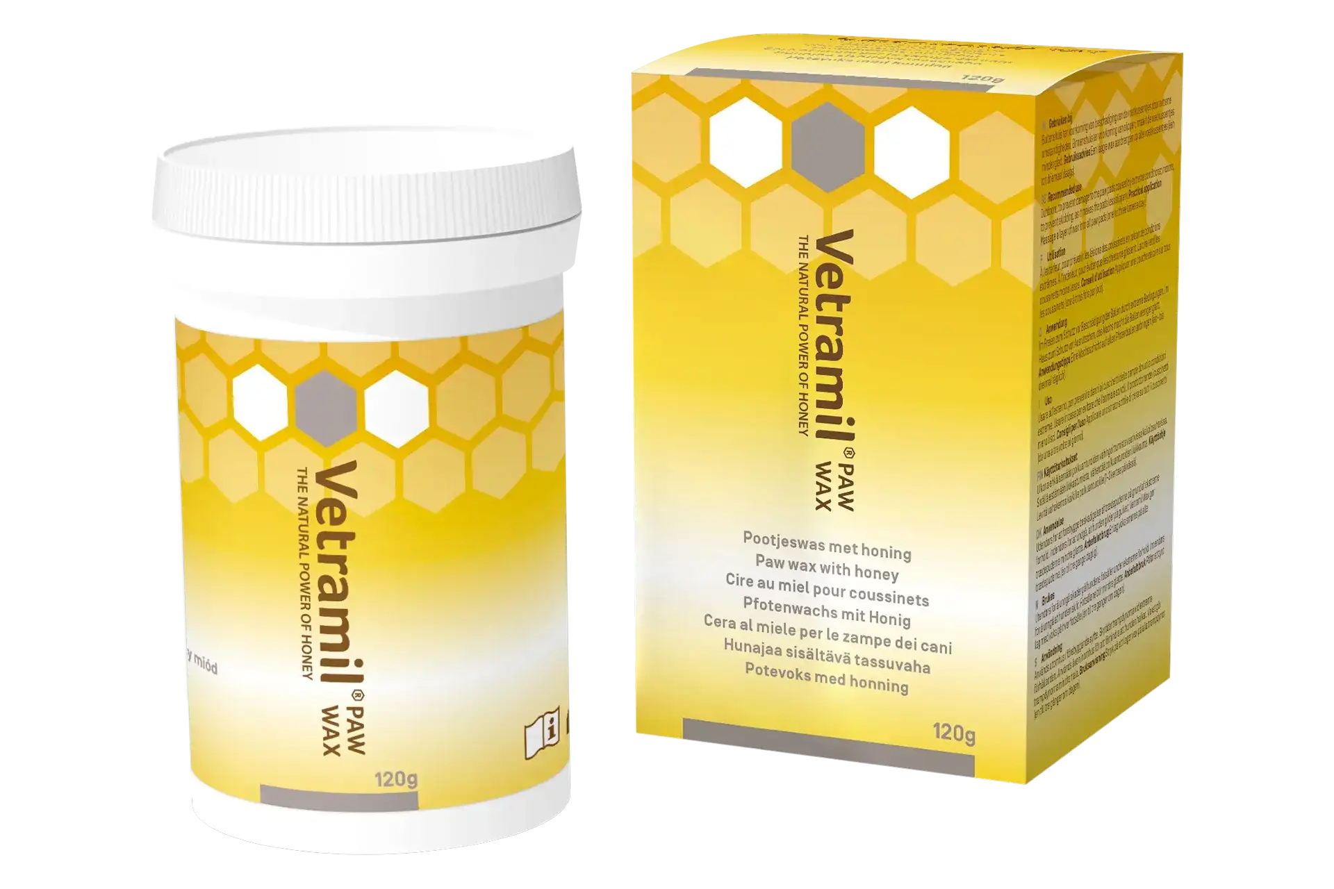 vetramil-paw-wax-cire-au-miel-pour-coussinets 120 grammes de cire pour coussinets au miel de Vetramil pour chiens et chats