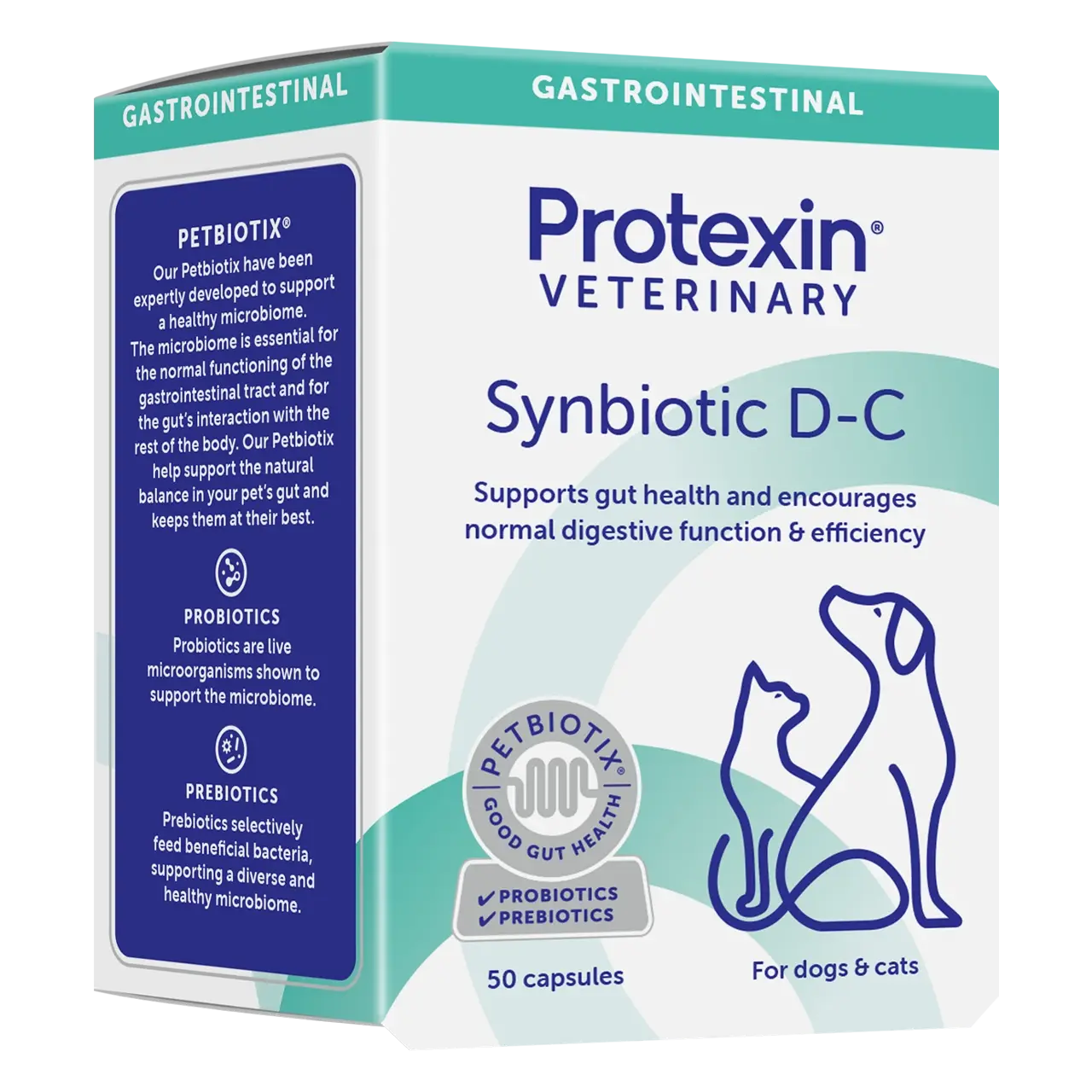 protexin-synbiotic-d-c-aliment-complementaire 50 capsules complément alimentaire de Protexin pour maintenir l’équilibre de la flore intestinale chez les chiens et les chats