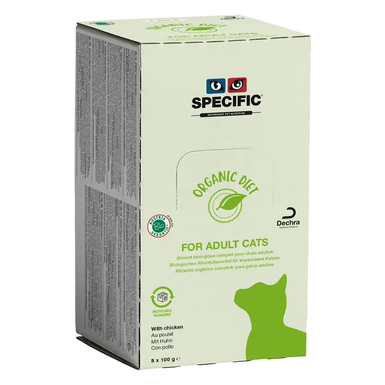 specific-f-bio-w-chicken-organic-diet-aliments-pour-chats 100 grammes aliment biologique au poulet de Specific pour chats adultes