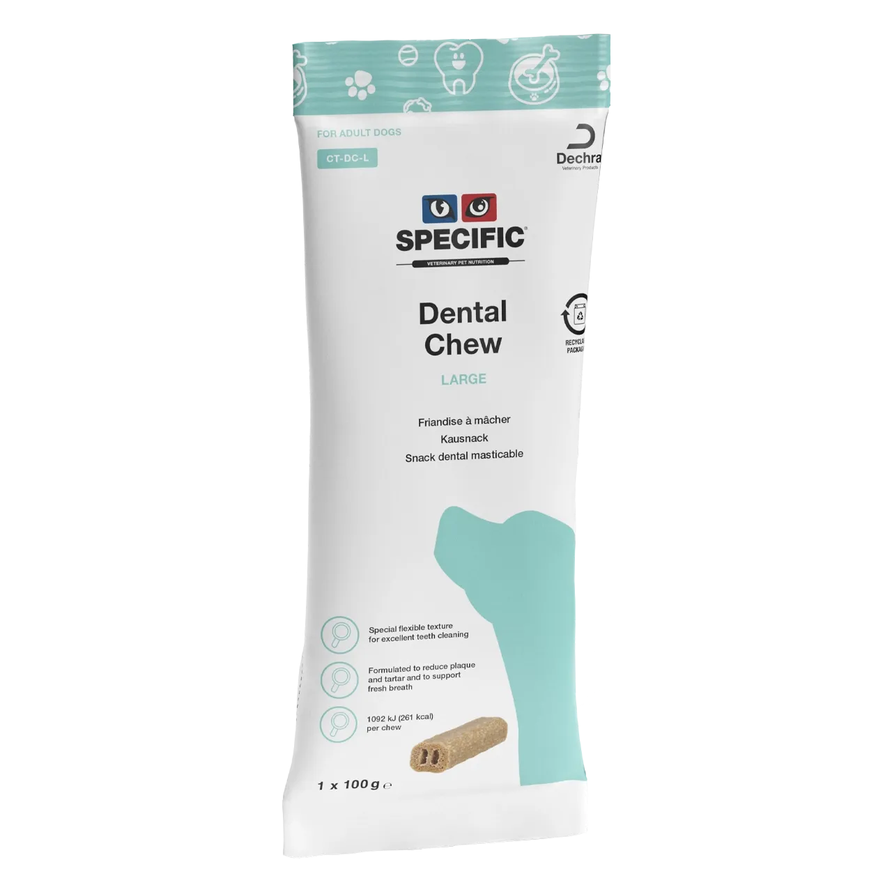 specific-ct-dc-l-dental-chew-large-aliments-pour-chiens 100 grammes friandise à mâcher de Specific pour chiens adultes